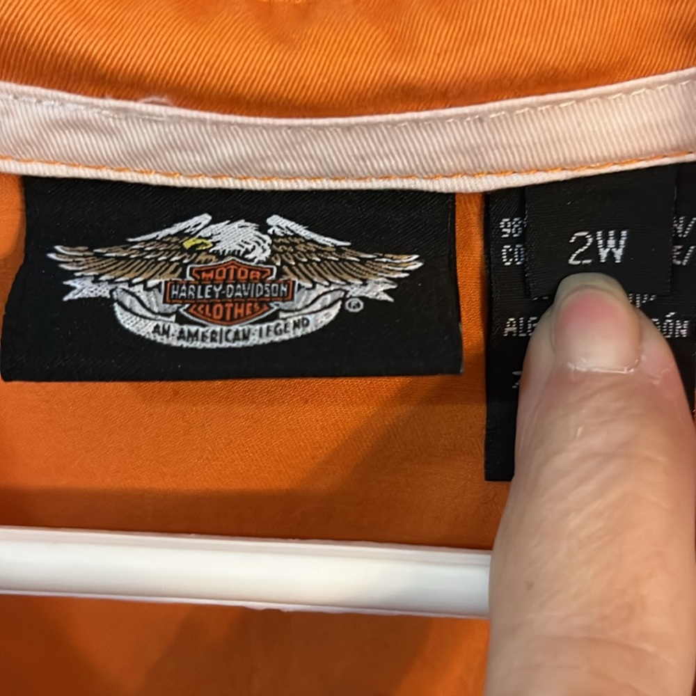 Harley Davidson black & orange zip up short sleeve shirt size 2W - Picture 5 of 5